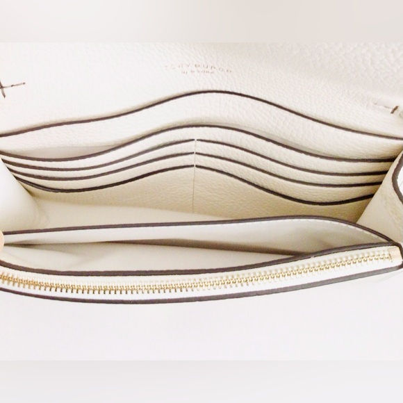 Tory Burch Thea Flat Crossbody and Zip Card Wallet Leather Ivory New In Package - Picture 9 of 16